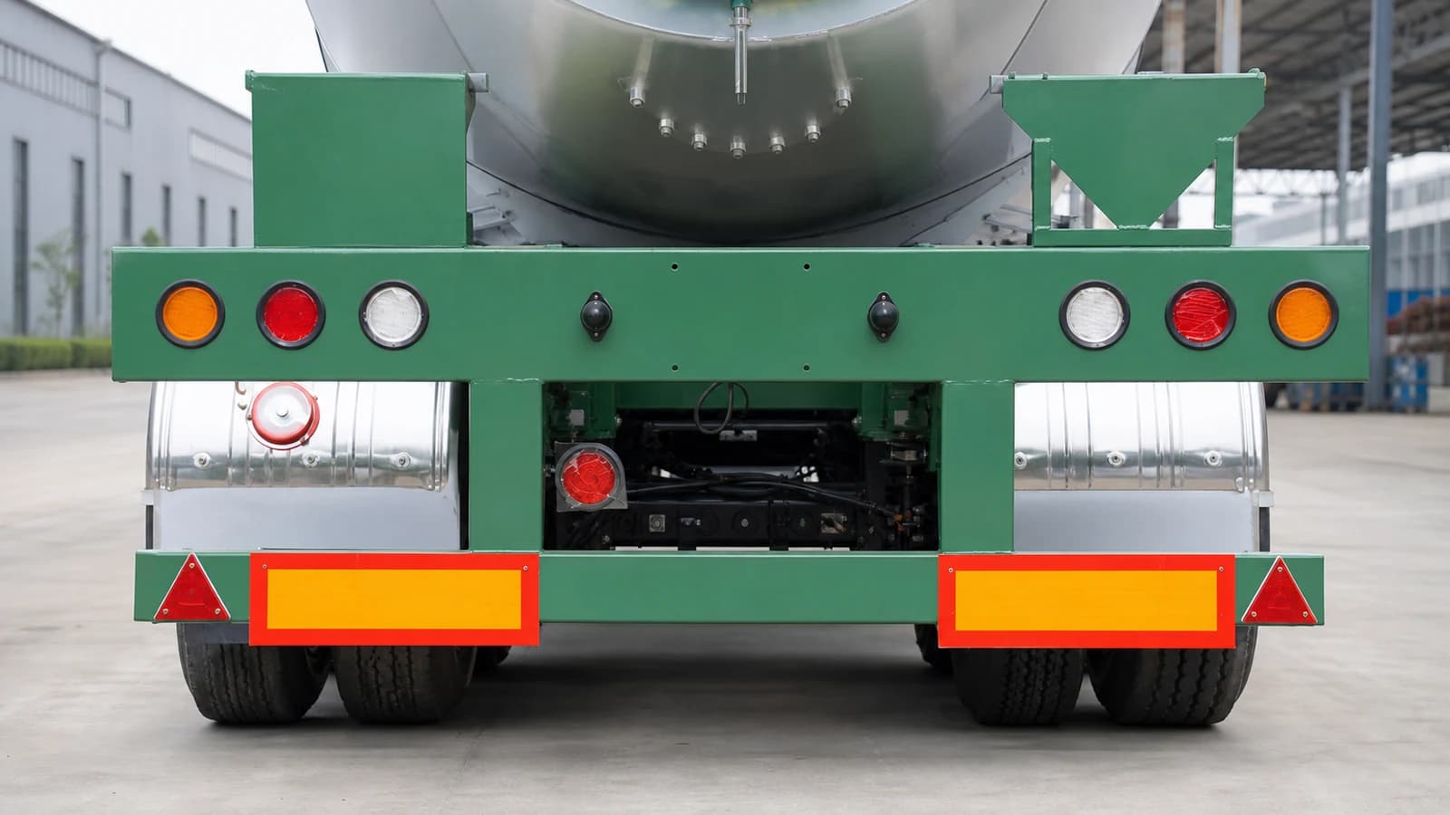 Rear of a tanker showing the low-slung barrel mounting and rear protection structure