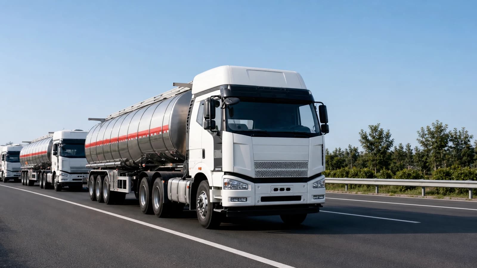 Delivered semi-trailers working on the road in their local market